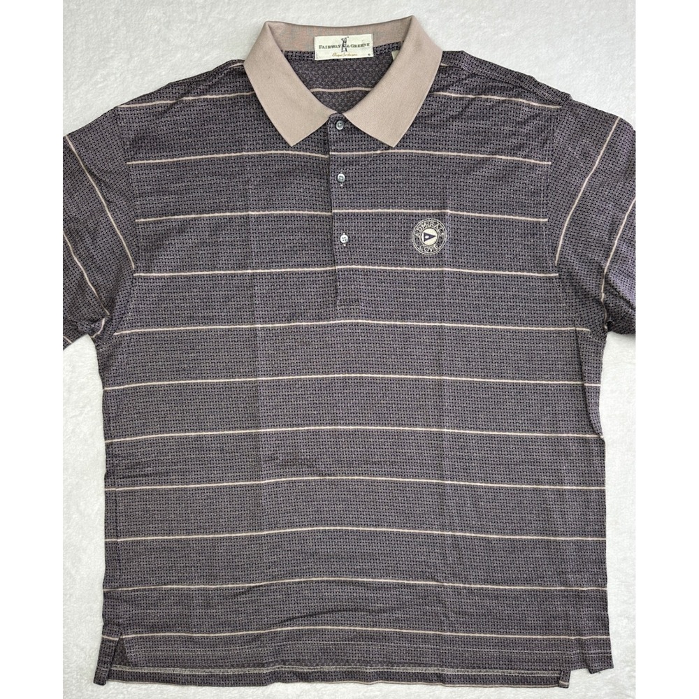 Fairway & Greene Mens XL Purple Mercerized Cotton Striped Golf Polo Shirt Korea